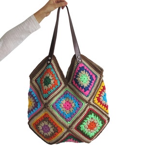 Afghan Bag, Granny Square Bag, Tote Bag, Granny Square Crochet Bag, Crochet Bag, Shoulder Bag, Beach Bag, Mama Bag, Mama Staff Bag, Handbag image 2