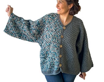 NEW! Colorful Crochet Cardigan, Handmade Boho Knitwear, Unique Cozy Jacket, Oversized Crochet Sweater for Women