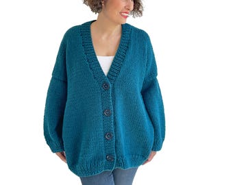 Chunky Cardigan, Hand Knit Cardigan, Oversize Cardigan, Loose Fit Cardigan, Plus Size Cardigan