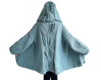 Hand Knit Overcoat, Knit Cardigan, Maxi Cardigan, Casual Cardigan, Hooded Coat, Hooded Knitted Coat, Long Cardigan, Wool Overcoat