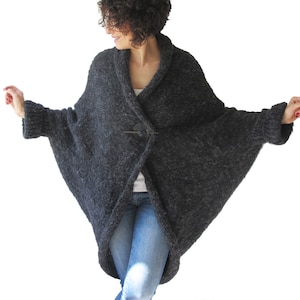 Chunky Dark Gray Casual Cardigan imagem 1