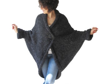 Cardigan décontracté épais gris foncé