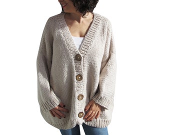 Chunky Cardigan, Hand Knit Cardigan, Oversize Cardigan, Loose Fit Cardigan, Plus Size Cardigan