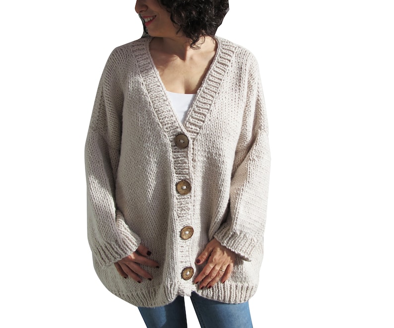 Chunky Cardigan, Hand Knit Cardigan, Oversize Cardigan, Loose Fit Cardigan, Plus Size Cardigan image 1