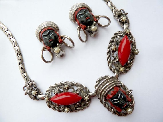 SELRO SELINI Vintage Rare Givre Rhinestone Filigree Demi Parure
