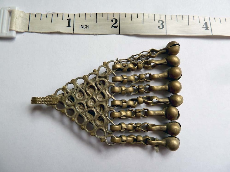 Vintage Kuchi Pendant with Dangles Red Ethnic Triangle Pendant