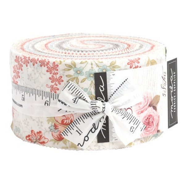 Bliss Fabric Jelly Roll - Moda Fabric - Moda Collection 3 Sisters Designs Romantic Pastels Quilt Fabric 2.5 inch strilps Cotton - 44310JR