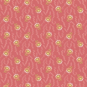 Lady Tulip Edyta Sitar Fabric - Half Yard - Dusty Rose Pink Little Daisy Flowers Green Centers Laundry Basket Quilts Andover Fabric A-185-E