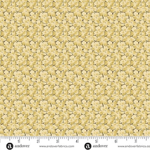 Sewing Basket Fabric -Half Yard- Edyta Sitar Fabric Laundry Basket Quilts Topaz Yellow Small Floral Flowers Design Andover Fabric A-951-Y