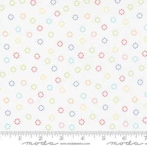 Simply Delightful Fabric - Half Yard - Moda Fabric Polka Dotted Rainbow on White Circles Polka Dots Sherri Chelsi Cotton Fabric 37644 11