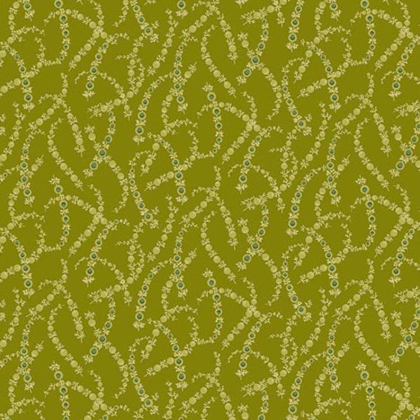 Evergreen Fabric - Half Yard - Andover - Garland Envy Olive Green with Light Design Edyta Sitar Laundry Basket Quilt A-9179-GV