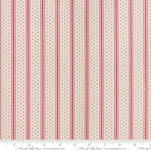 Portsmouth Fabric - Half Yard- Moda Fabric Natural Cream Ivory Red Stripes Polka Dots Reproduction Quilt Fabric Minick Simpson 14863 21