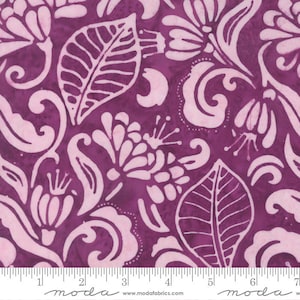 Latitude Batik Fabric - Moda Fabric - Half Yard - Kate Spain Pink Purple Landmark Flowers and Leaves Hand Dyed Fabric Quilt Fabric 27250 296