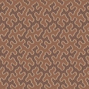 Cloverdale House Fabric - Half Yard - Chocolate Brown Trapunto Design Coral Print Di Ford Hall Reproduction Quilt Fabric Andover A-7971-RN