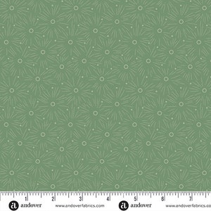 Sewing Basket Fabric -Half Yard- Edyta Sitar Fabric Laundry Basket Quilts Tourmaline Green Lantana Starburst Design Andover Fabric A-956-G