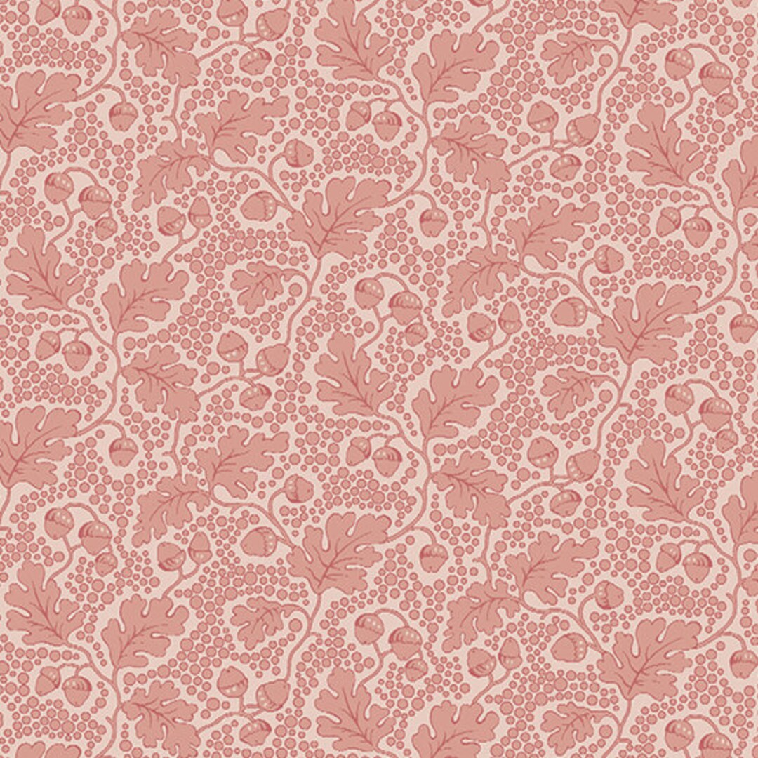 Super Bloom Fabric Andover Fabric Half Yard Oak Leaves in Baby Pink
