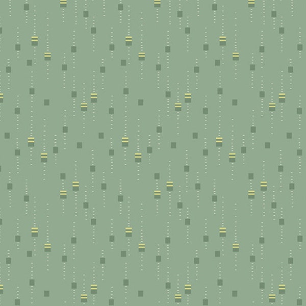 Lady Tulip Edyta Sitar Fabric -Half Yard- Geometric Fern Green Squares Dots Stripes Laundry Basket Quilts Andover Shirting Fabric A-193-G