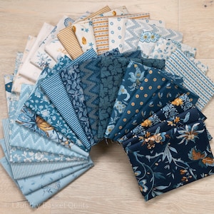 Beach House Half Yard Bundle - Andover Fabric - Edyta Sitar Laundry Basket Quilts Blue, Cream, Gold Fabric Collection 31 Fabrics HY-BH-X