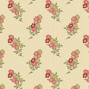 Nanas Flower Garden Fabric - Half Yard - Almond Cream Off White Large Scale Flowers Floral Andover Cotton Quilt Fabric Max & Louise A-9533-L