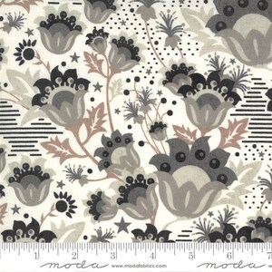 Boudoir Fabric -Half Yard- Moda Fabric Off White Large Floral Print Flowers Cotton Quilt Fabric Basicgrey Basic Grey Neutral Fabric 30650 15