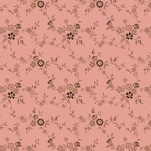 Nanas Flower Garden Fabric - Half Yard - Pink and Black Flowers Floral Vines Andover Cotton Quilt Fabric Shirting Max & Louise A-9535-E