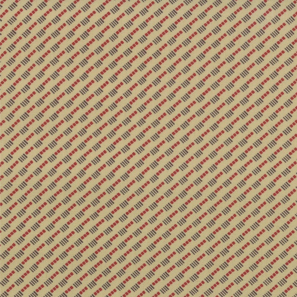 COLLECTIONS for a CAUSE LOVE Diagonal Stripe Natural Cream with Red Brown Reproduction Print Howard Marcus Moda Fabric - 1/2 Yard 4616711G