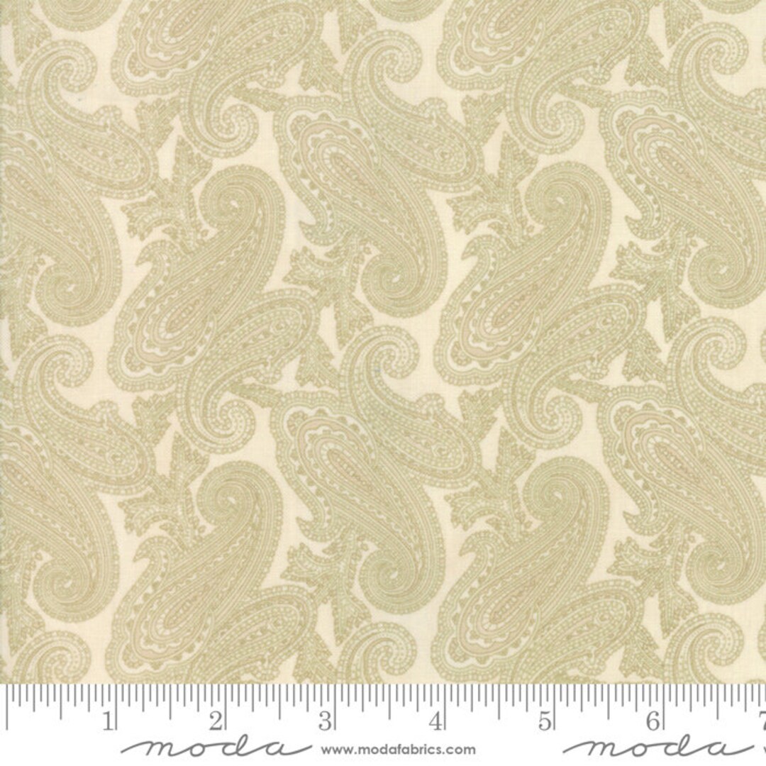 Cinnaberry Fabric Half Yard Vanilla Tonal Cream off White Tan Paisley