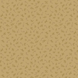Nanas Flower Garden Fabric - Half Yard- Almond Tan Brown Tonal Small Leaves Leaf Ferns Andover Cotton Quilt Fabric Max & Louise A-9537-N