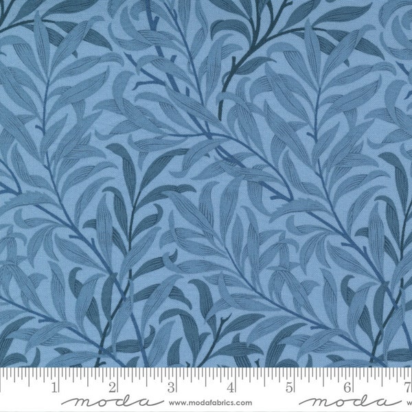 Best of William Morris Fabric - Half Yard - Willow Boughs Leaves Leaf Light Blue Tonal Moda Fabric Barbara Brackman Reproduction 8361 14