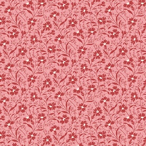 Sweet 16 Sixteen Fabric - Half Yard - Edyta Sitar Laundry Basket Quilt Red Carnations Tonal Andover Shirting Fabric A-9584-R