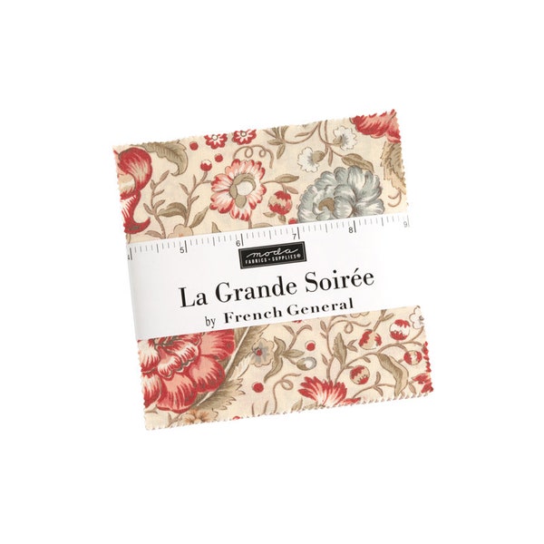 La Grande Soiree Charm Pack Fabric Bundle- French General Fabric Moda Fabric Collection Precut Squares Cotton Reproduction Fabrics 13920PP