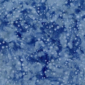 Baker's Dozen Batik Fabric -Half Yard- Edyta Sitar Fabric Medium Blue Bubbles Polka Dots Cotton Andover Laundry Basket Quilts AB-8502-B1