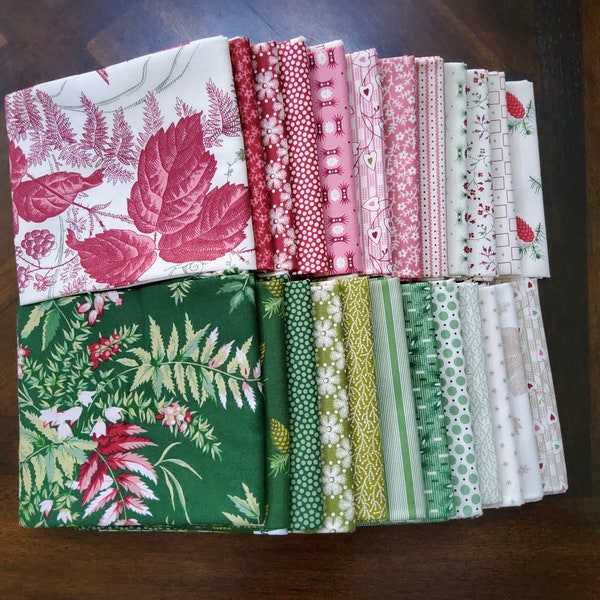 Noel Fat Quarter Bundle - Andover Fabric - Edyta Sitar Laundry Basket Quilts Green Red White Christmas Fabric Collection Set de 24 telas