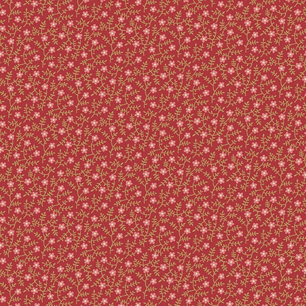 Secret Stash Warm Fabric -Half Yard- Edyta Sitar Fabric Primrose Red Small Scale Floral Flowers Laundry Basket Quilts Andover A-9558-R