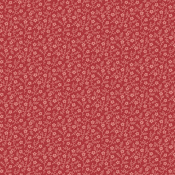 Noel Fabric - Half Yard- Edyta Sitar Fabric Red Tonal with Tiny Flowers Laundry Basket Quilts Andover Fabric - Cranberry Primrose A-9913-R