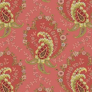 Primrose Fabric - Half Yard- Edyta Sitar Fabric Large Scale Paisley Floral in Rose Pink Laundry Basket Quilts Andover Fabric A-522-E
