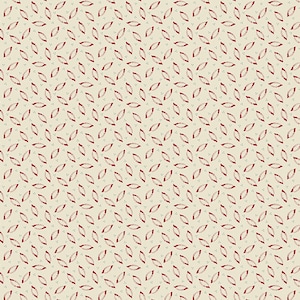 May include: Cream-colored fabric with a repeating pattern of burgundy leaf-like shapes and small green dots. The design is evenly spaced across the surface, creating a consistent visual texture. This fabric is suitable for various sewing and crafting projects.