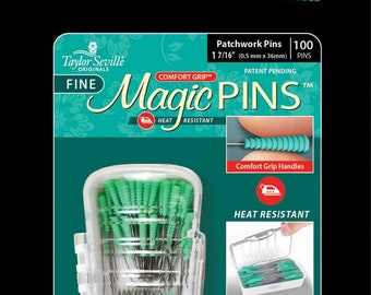 Magic Pins Fine - Easy to Pick Up and Grasp Sewing Pins Great for Arthritis, Quilting Notions Sewing Notions, pk of 100 no. 217238