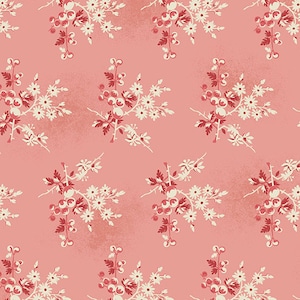Little Sweetheart Fabric - Andover Fabric- Half Yard - Fresh Berries Primrose Pink Floral Edyta Sitar Laundry Basket Quilts Fabric A-8824-E