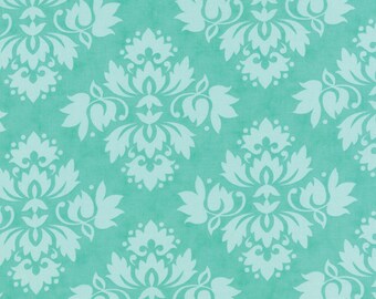 LOL Fabric - Half Yard - Moda Floral Tonal BFF Turquoise Teal Green Blue by Me and My Sister Designs Large Scale Print Quilting Fabric 22238