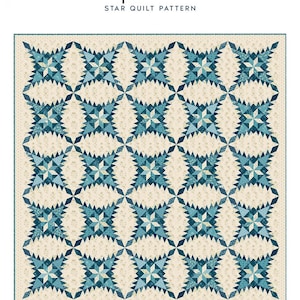 Supernova - Star Quilt Pattern - Edyta Sitar Laundry Basket Quilts Blue and Cream Fabrics Featuring Royal Blue from Andover LBQ-0758-P