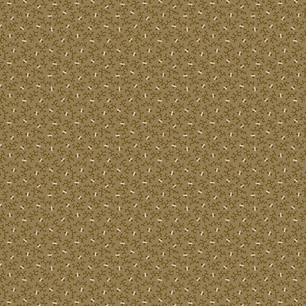 Nanas Flower Garden Fabric - Half Yard- Almond Tan Brown Tonal Small Vines Floral Andover Cotton Quilt Fabric Max & Louise A-9538-N