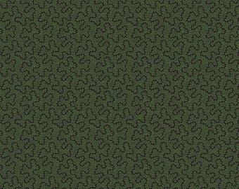 Trinkets Vermicelli Fabric - Half Yard - Dark Green with Black Meandering Design Kathy Hall Reproduction Quilt Fabric Andover A-8148-G