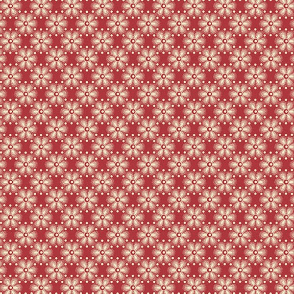 Noel Fabric - Half Yard- Edyta Sitar Fabric Red with Cream Flowers Laundry Basket Quilts Andover Fabric - Cranberry Peppermint A-9919-R