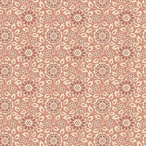Secret Stash Warm Fabric -Half Yard- Edyta Sitar Fabric Zinnia Pink Off White Floral Flowers Laundry Basket Quilts Andover Fabric A-8994-E