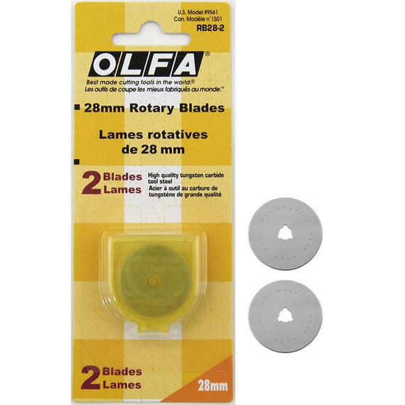 OLFA 28mm Rotary Cutter Replacement Blades, 2 Blades (RB28-2) - Tungsten  Steel Circular Rotary Fabric Cutter Blade for Crafts, Sewing, Quilting