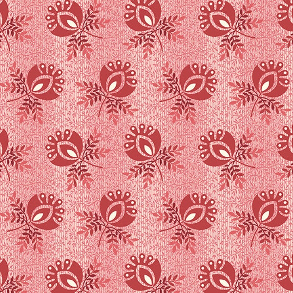 Sweet 16 Sixteen Fabric -Half Yard- Edyta Sitar Laundry Basket Quilts Boutonniere Red Tonal Flowers Floral Andover Shirting Fabric A-9579-R