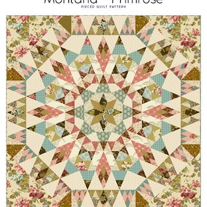 Montana Primrose Quilt Pattern- Edyta Sitar Fabrics Laundry Basket Quilts Colorful Pieced Wallhanging Quilt Pattern LBQ-1294-P