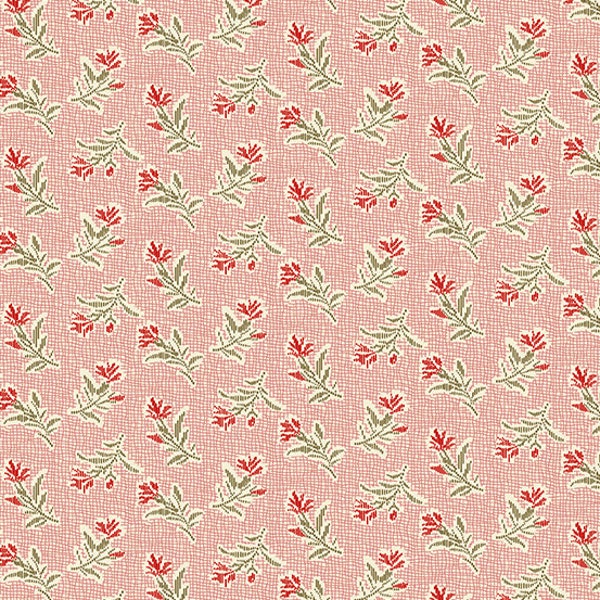 Little Sweetheart Fabric - Andover - Half Yard - Blush Pink and Red Summer Field Flowers Floral Edyta Sitar Laundry Basket Quilt A-8826-E