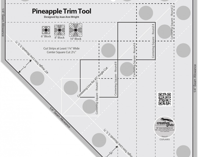 Creative Grids Quilt Ruler Pineapple Trim Tool Quilting Notions Ruler ...